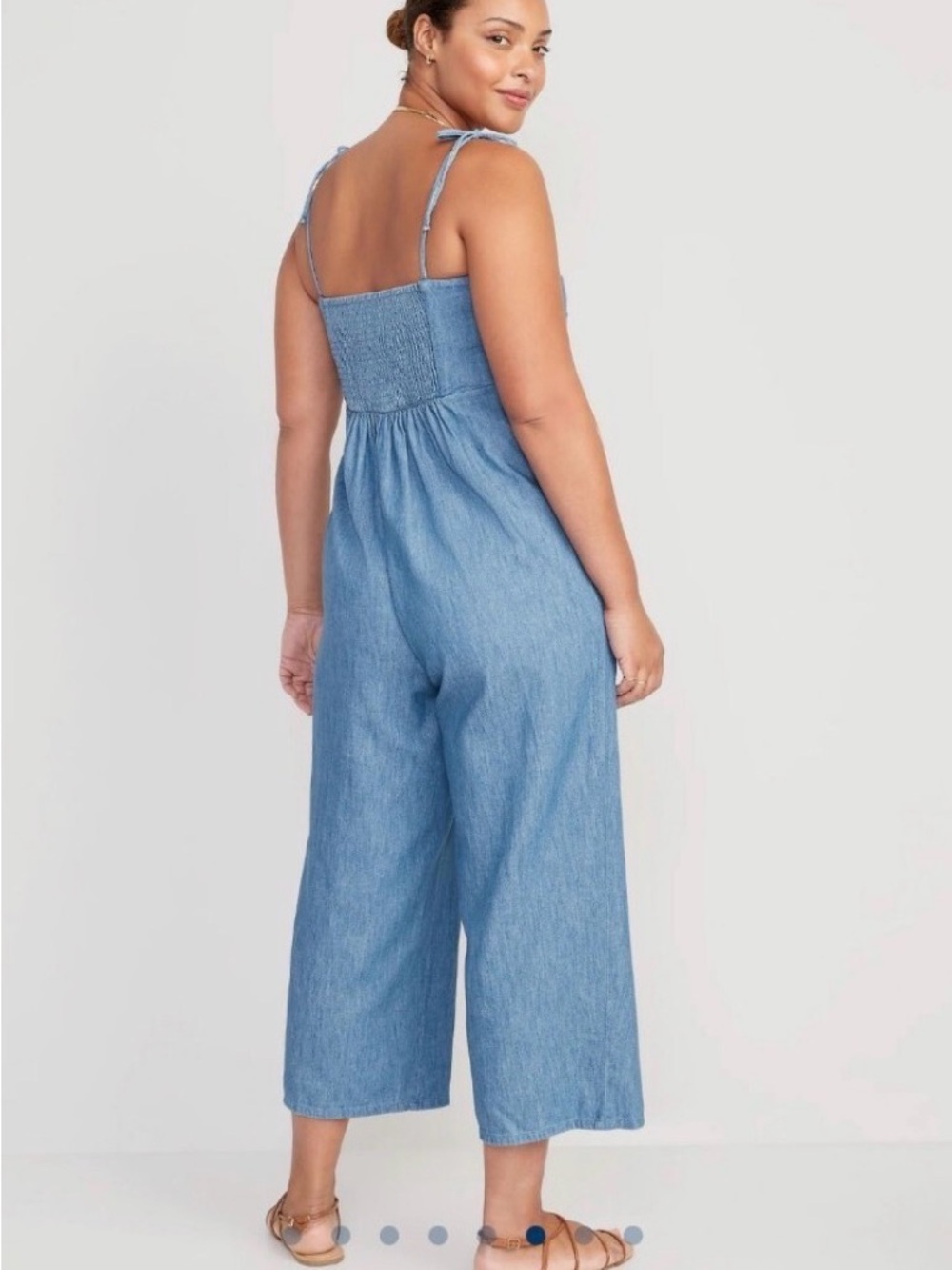Old Navy Light Blue Chambray Knot-Front Jumpsuit - Picture 2 of 7